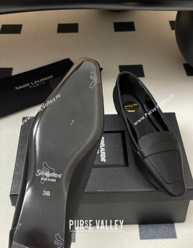 Saint Laurent Poppy Ballerinas Flat in Satin Black 2025 818008 (MD-250825108)
