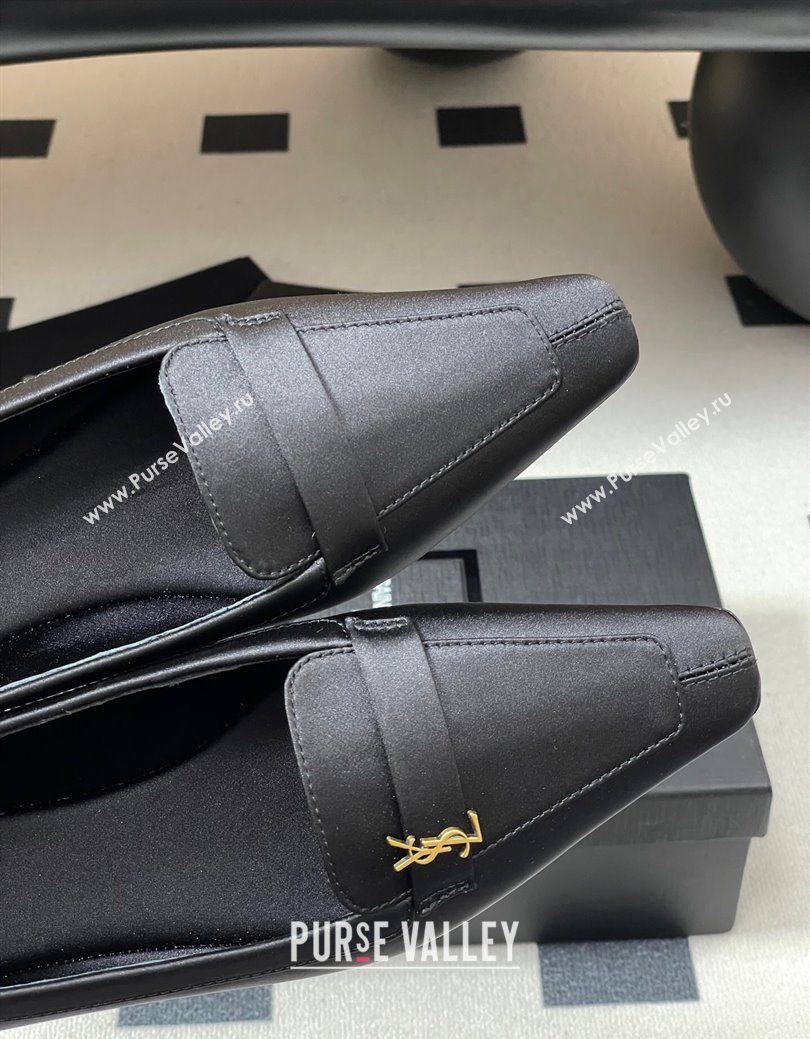 Saint Laurent Poppy Ballerinas Flat in Satin Black 2025 818008 (MD-250825108)