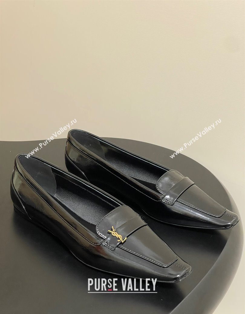 Saint Laurent Poppy Ballerinas Flat in Shiny Calfskin Black 2025 818008 (MD-250825111)