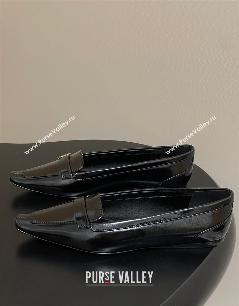Saint Laurent Poppy Ballerinas Flat in Shiny Calfskin Black 2025 818008 (MD-250825111)