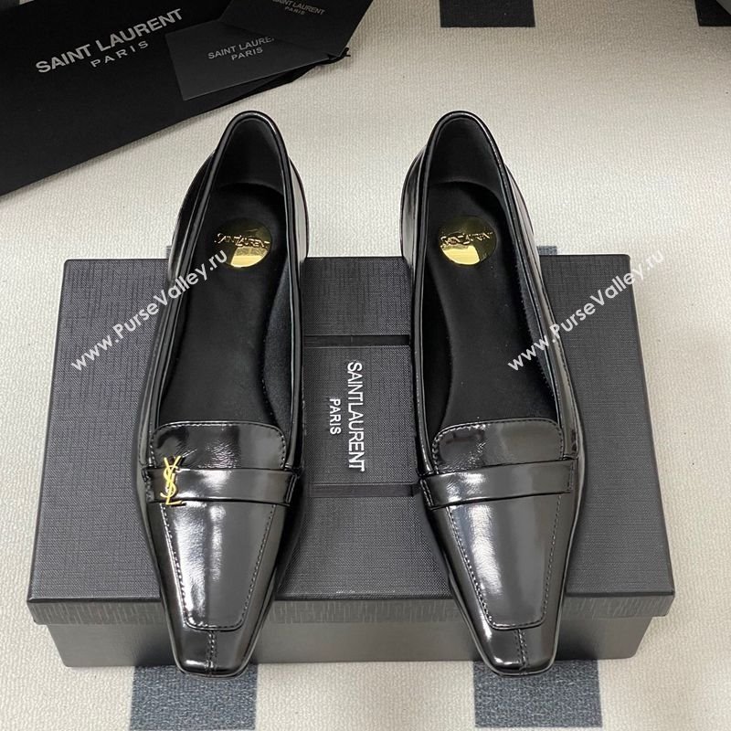 Saint Laurent Poppy Ballerinas Flat in Shiny Calfskin Black 2025 818008 (MD-250825111)