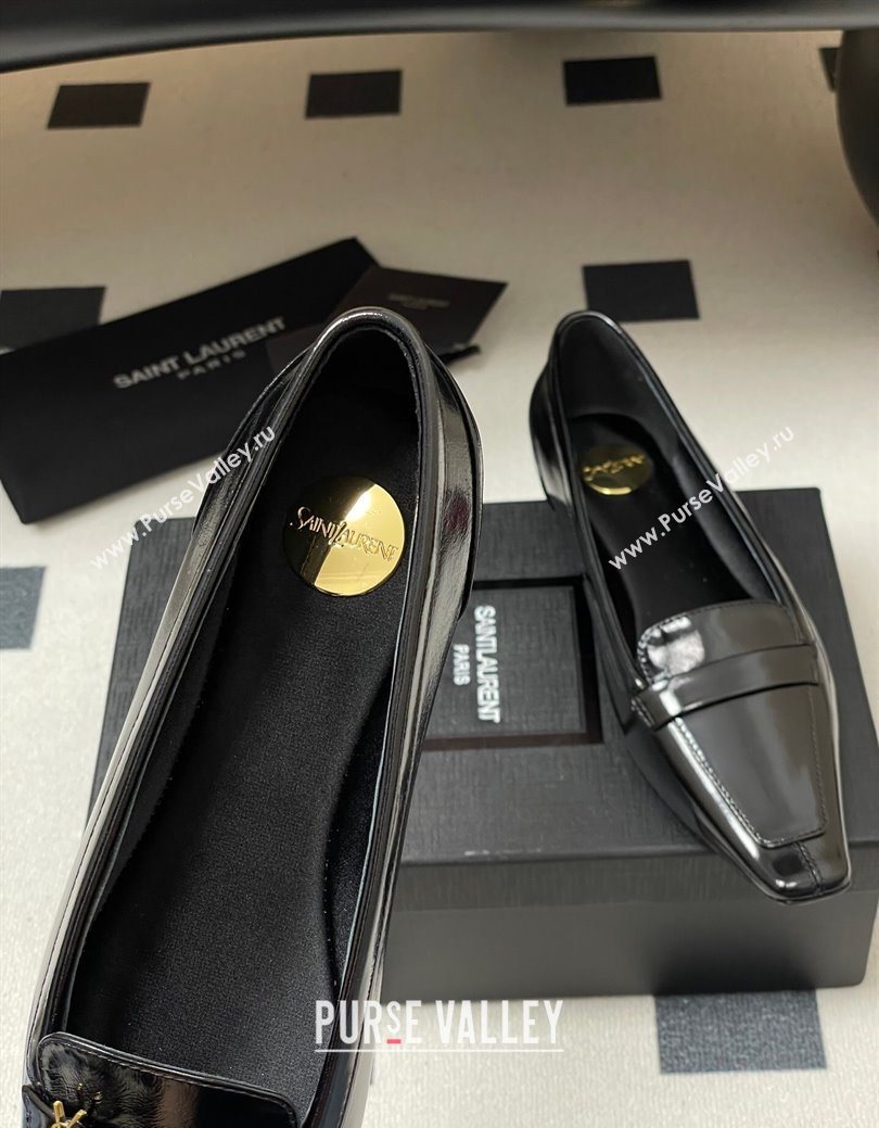 Saint Laurent Poppy Ballerinas Flat in Shiny Calfskin Black 2025 818008 (MD-250825111)