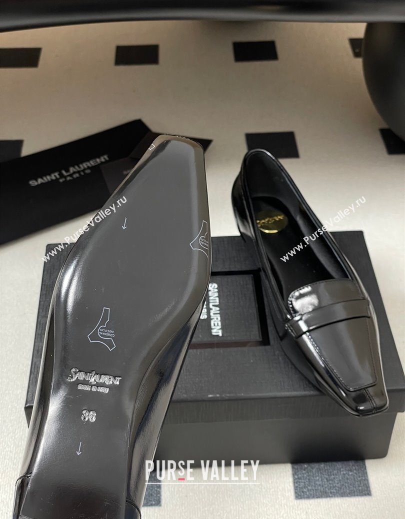 Saint Laurent Poppy Ballerinas Flat in Shiny Calfskin Black 2025 818008 (MD-250825111)
