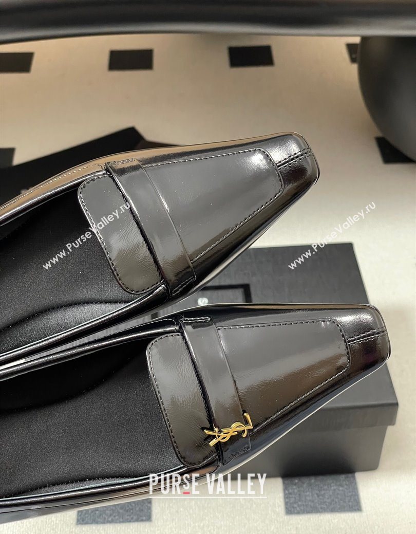 Saint Laurent Poppy Ballerinas Flat in Shiny Calfskin Black 2025 818008 (MD-250825111)