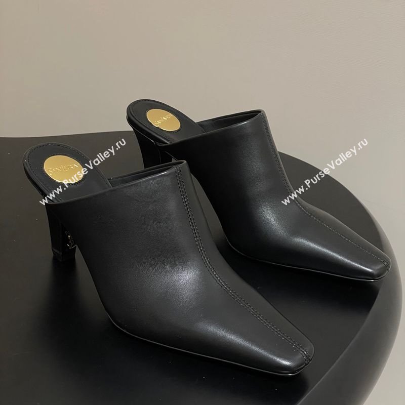 Saint Laurent JILL Heel Mules 7.5cm in Calfskin Leather Black 2025 818049 (MD-250825112)