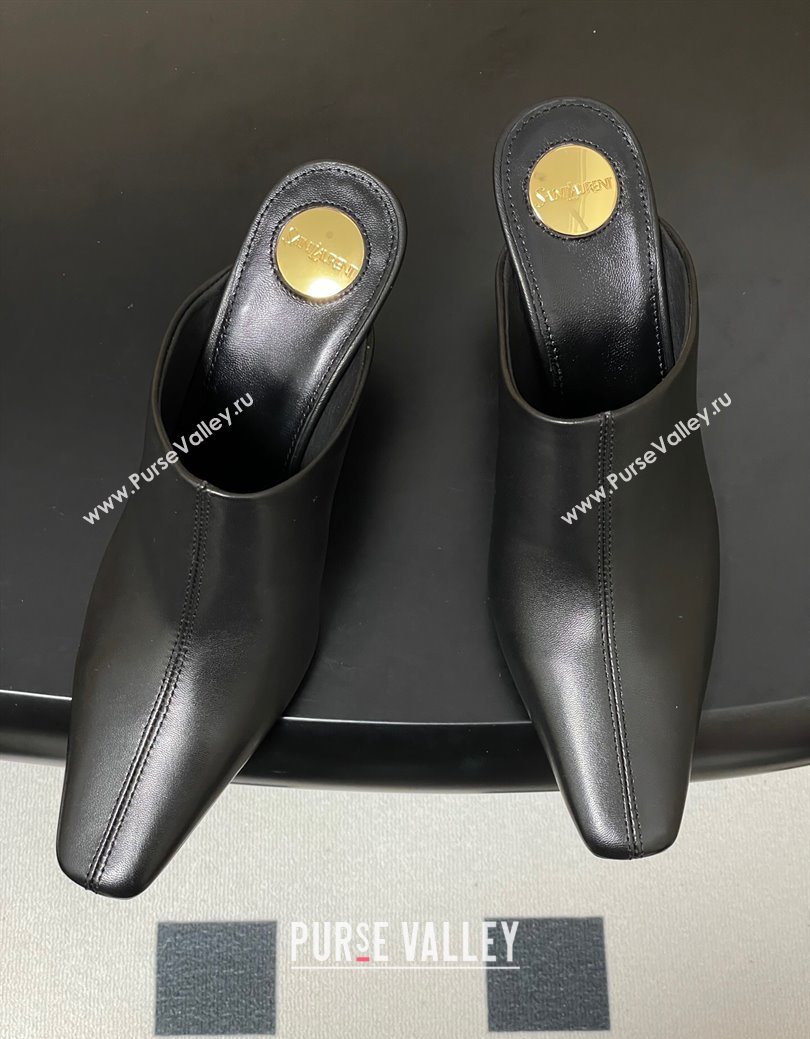 Saint Laurent JILL Heel Mules 7.5cm in Calfskin Leather Black 2025 818049 (MD-250825112)