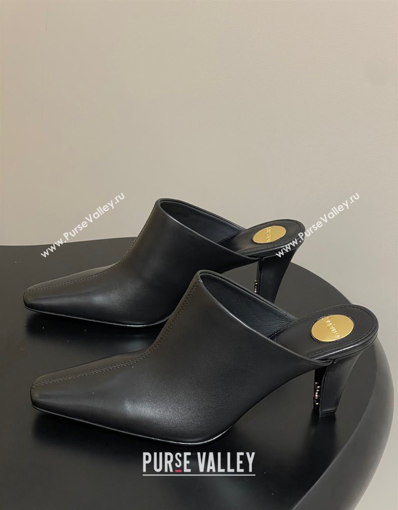 Saint Laurent JILL Heel Mules 7.5cm in Calfskin Leather Black 2025 818049 (MD-250825112)