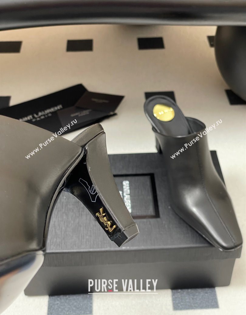 Saint Laurent JILL Heel Mules 7.5cm in Calfskin Leather Black 2025 818049 (MD-250825112)