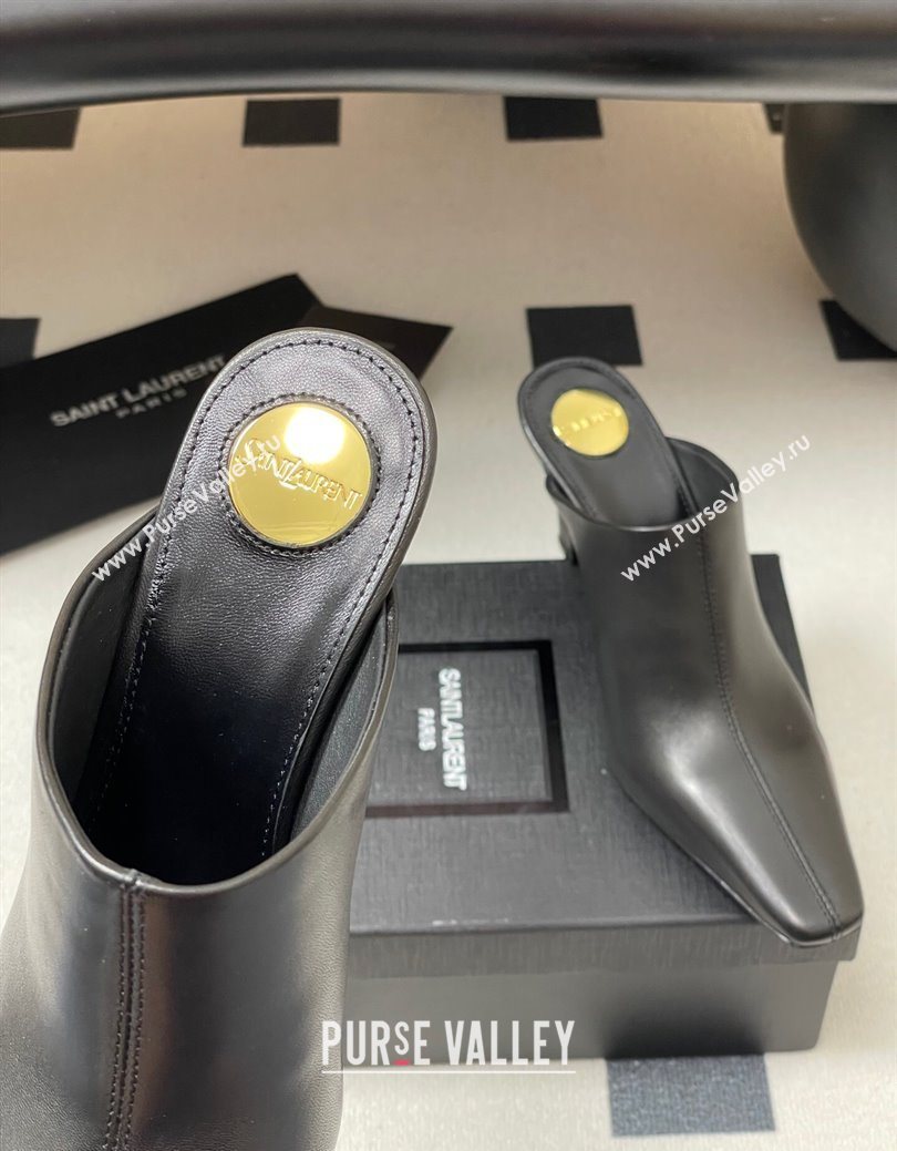 Saint Laurent JILL Heel Mules 7.5cm in Calfskin Leather Black 2025 818049 (MD-250825112)