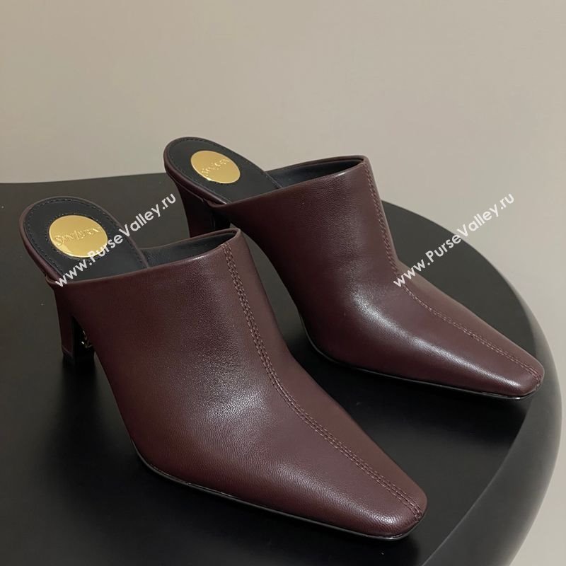 Saint Laurent JILL Heel Mules 7.5cm in Calfskin Leather Brown 2025 818049 (MD-250825114)