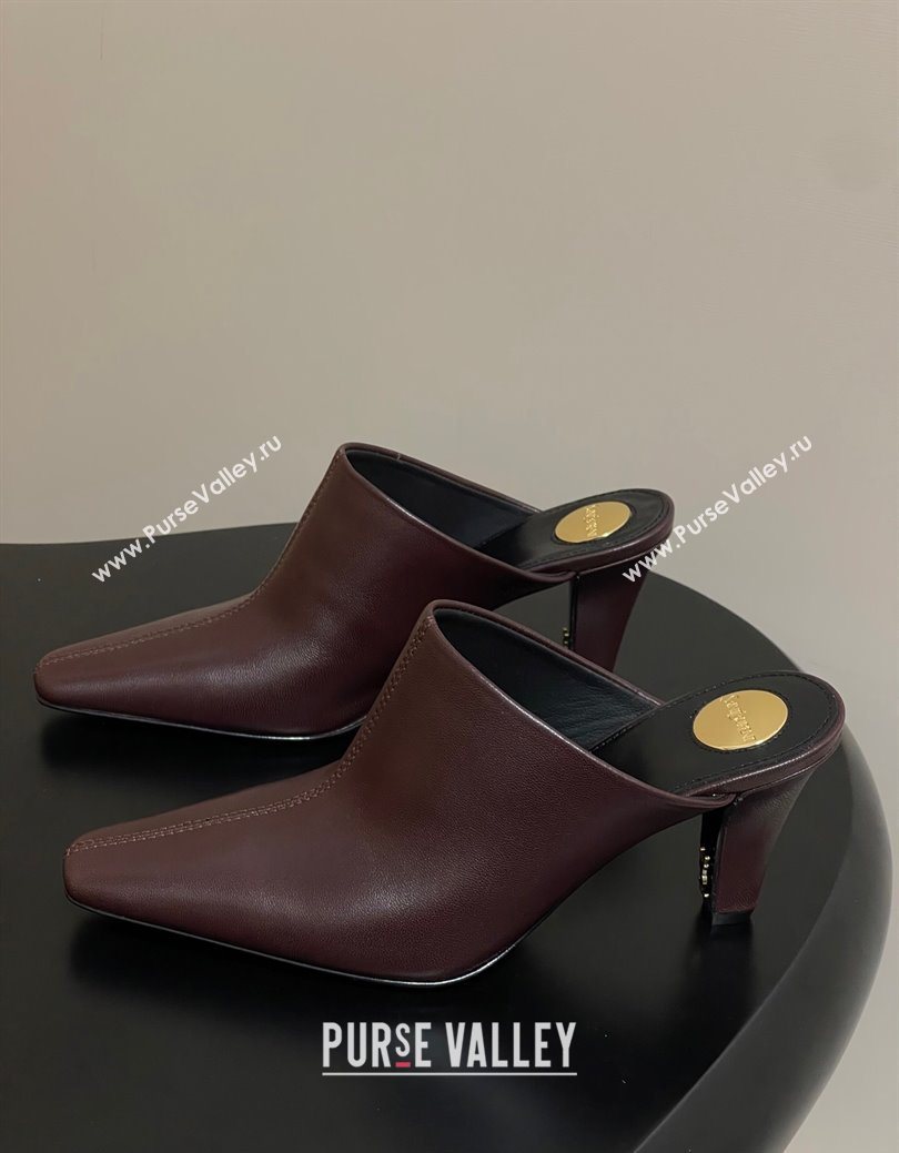 Saint Laurent JILL Heel Mules 7.5cm in Calfskin Leather Brown 2025 818049 (MD-250825114)
