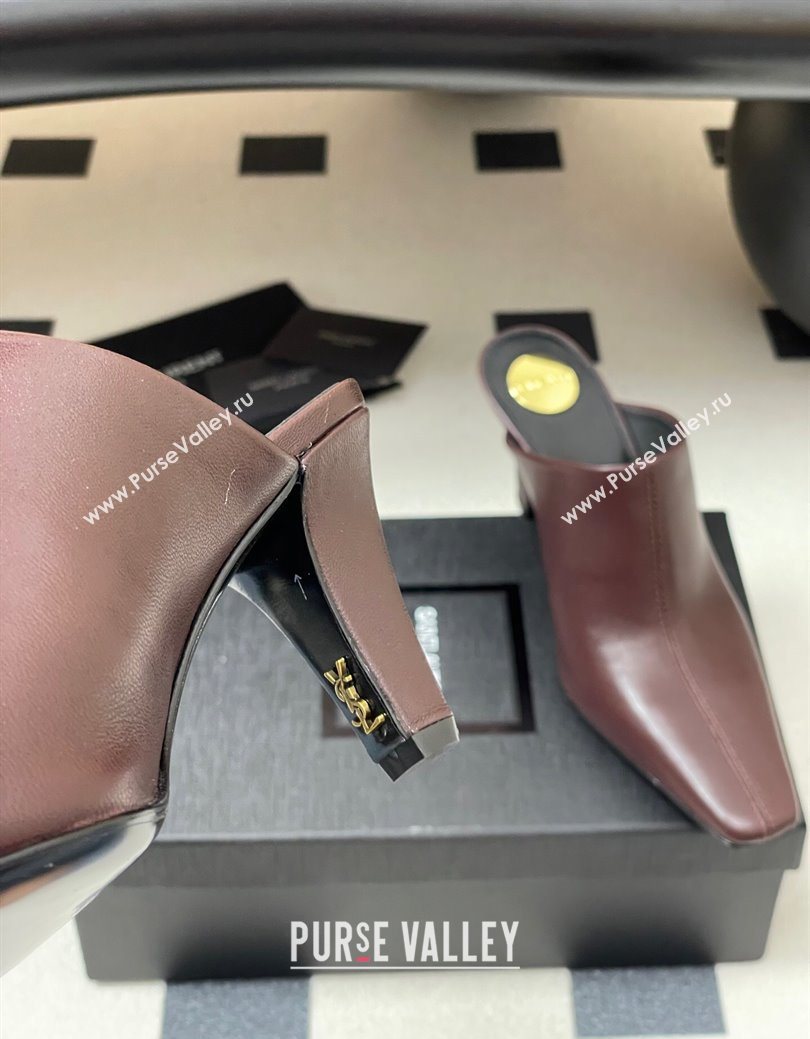 Saint Laurent JILL Heel Mules 7.5cm in Calfskin Leather Brown 2025 818049 (MD-250825114)