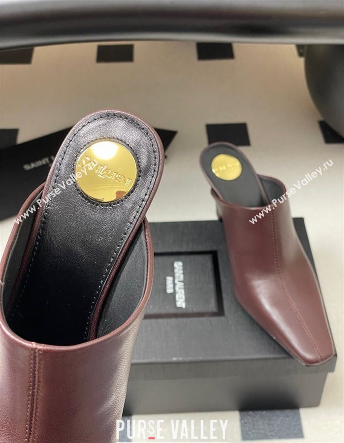 Saint Laurent JILL Heel Mules 7.5cm in Calfskin Leather Brown 2025 818049 (MD-250825114)