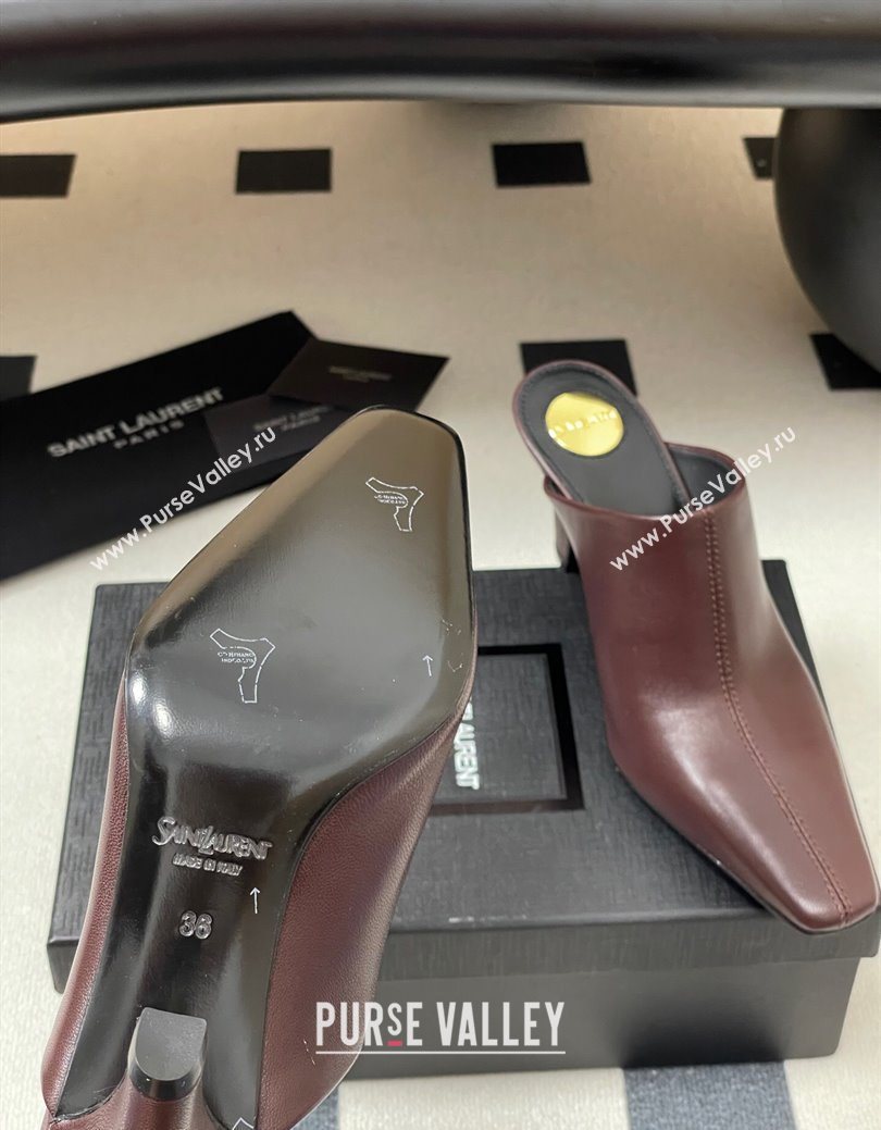 Saint Laurent JILL Heel Mules 7.5cm in Calfskin Leather Brown 2025 818049 (MD-250825114)