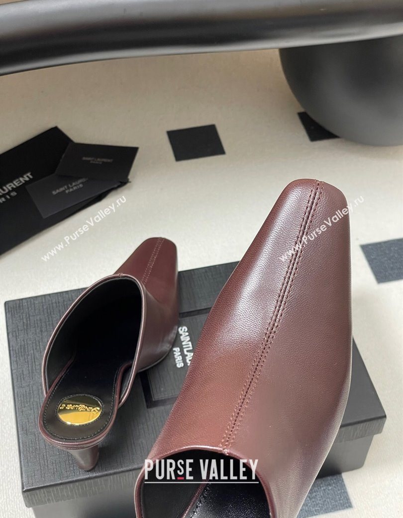 Saint Laurent JILL Heel Mules 7.5cm in Calfskin Leather Brown 2025 818049 (MD-250825114)