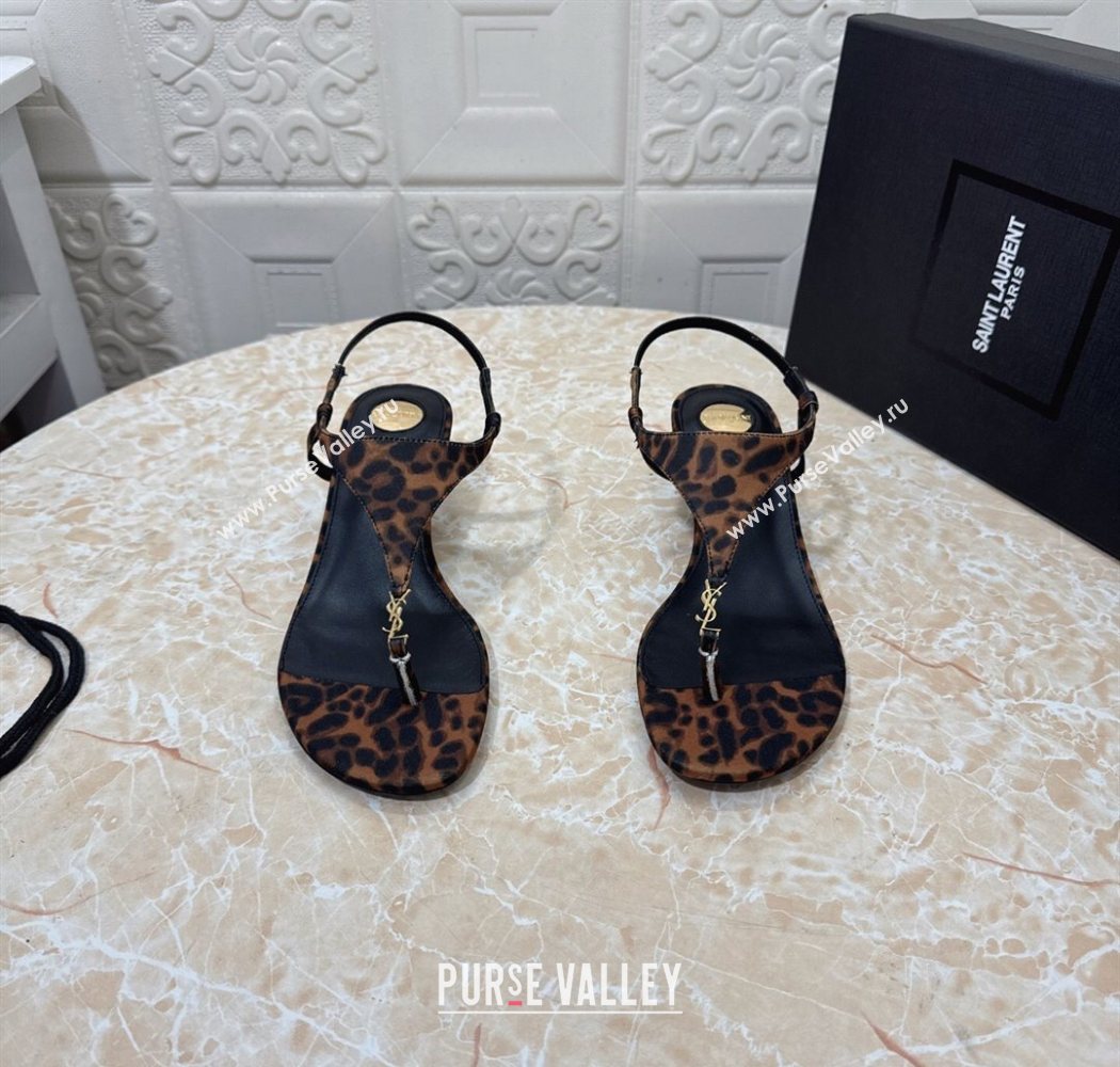 Saint Laurent Cassandra Wedge Thong Sandals 3.5cm in Leopard Print 2025 825279 (MD-250825125)