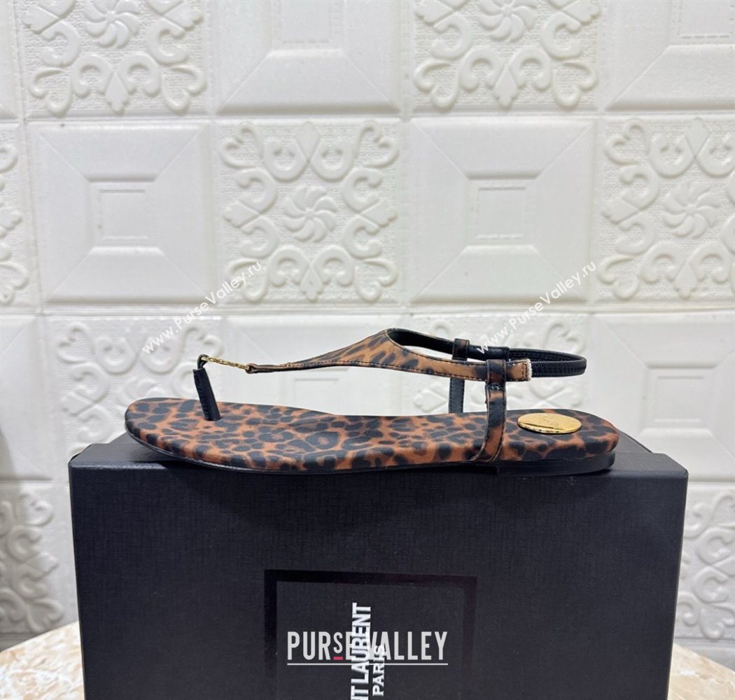Saint Laurent Cassandra Flat Thong Sandals in Leopard Print 2025 841570 (MD-250825131)