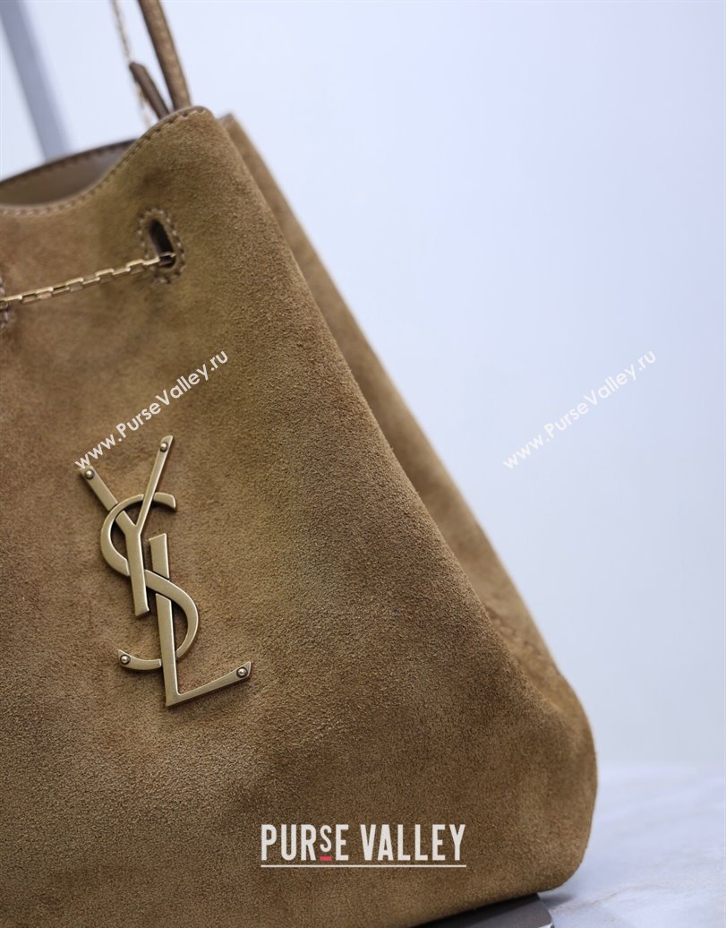 Saint Laurent Pochon Bucket Bag in Suede Brown 2025 801070 (YY-250924127)