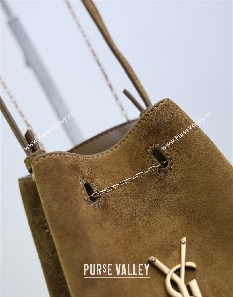 Saint Laurent Pochon Bucket Bag in Suede Brown 2025 801070 (YY-250924127)