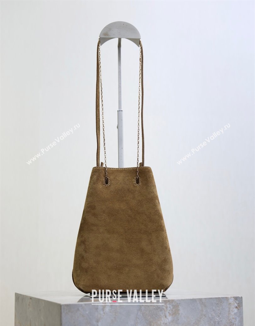 Saint Laurent Pochon Bucket Bag in Suede Brown 2025 801070 (YY-250924127)