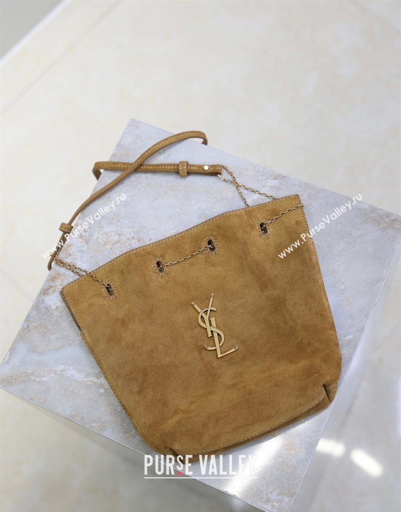 Saint Laurent Pochon Bucket Bag in Suede Brown 2025 801070 (YY-250924127)