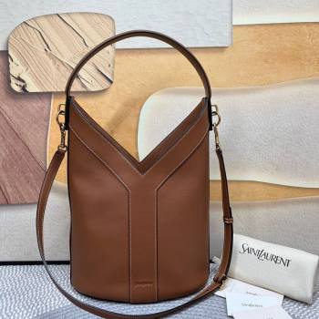 Saint Laurent Y Top Handle Bucket Bag in Leather Brick Brown 2025 840891 (nana-250924077)