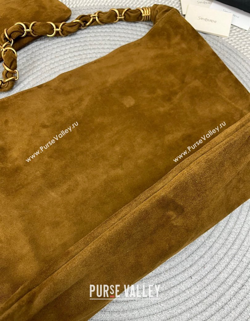 Saint Laurent Amalia Bag in Suede with Chain Brown 2025 834750 (nana-250924049)