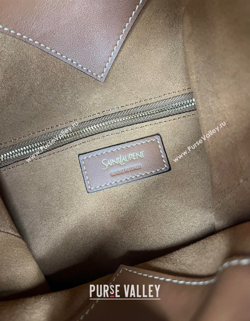 Saint Laurent Y Top Handle Bucket Bag in Leather Brick Brown 2025 840891 (nana-250924077)