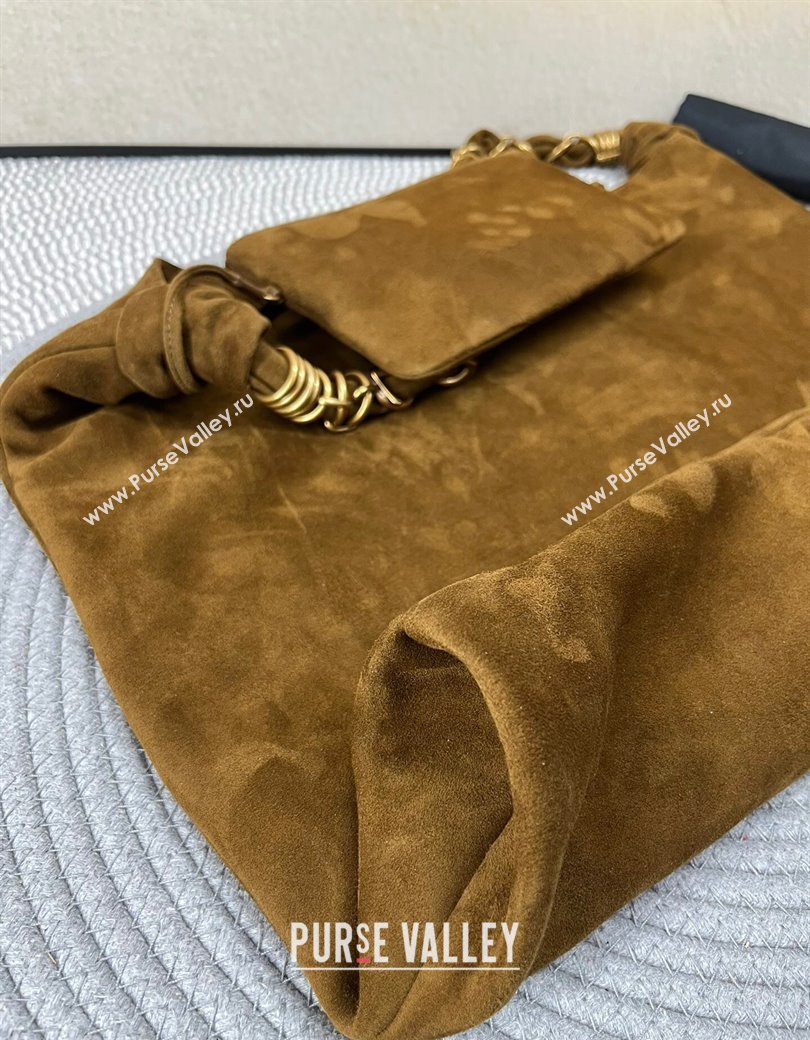 Saint Laurent Amalia Bag in Suede with Chain Brown 2025 834750 (nana-250924049)