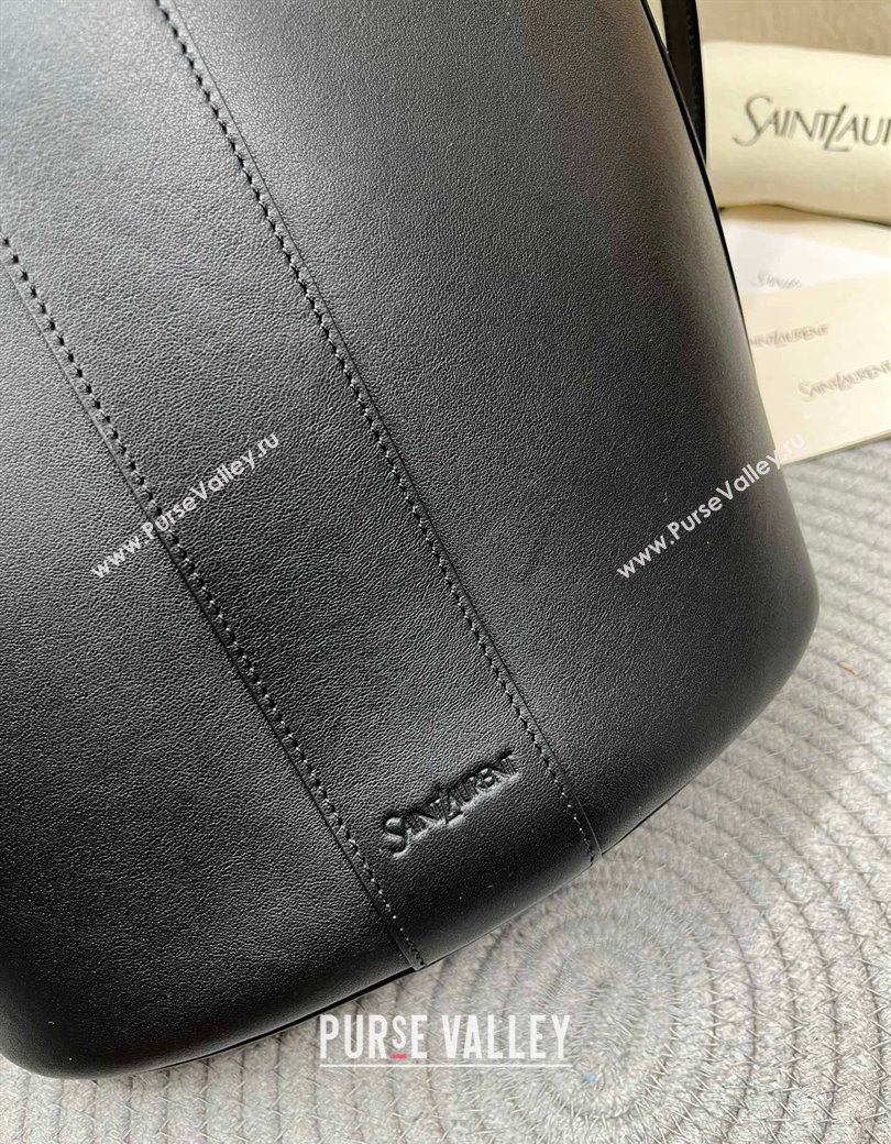 Saint Laurent Y Top Handle Bucket Bag in Leather Black 2025 840891 (nana-250924078)