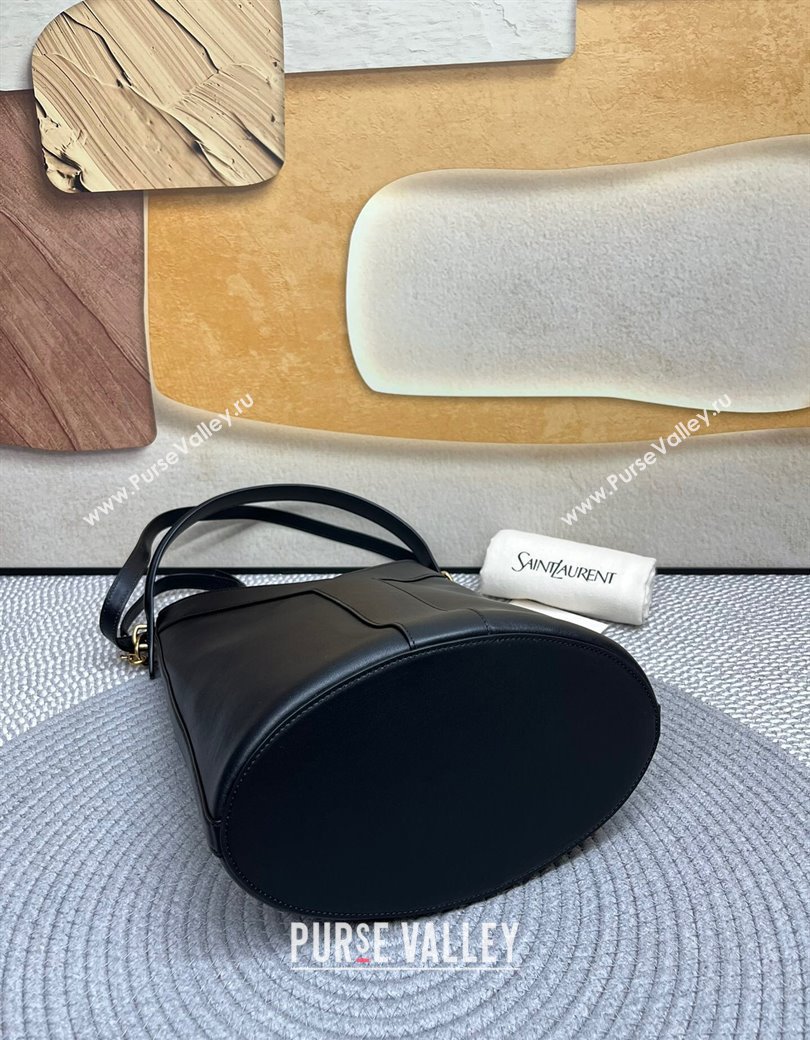 Saint Laurent Y Top Handle Bucket Bag in Leather Black 2025 840891 (nana-250924078)