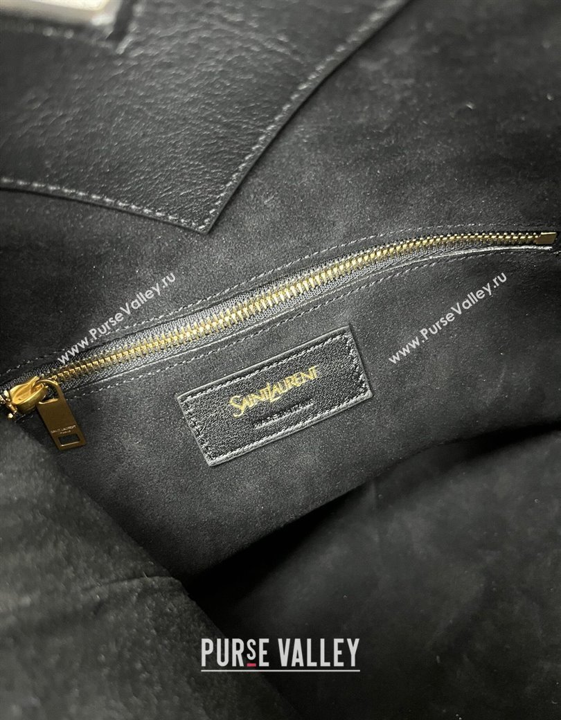 Saint Laurent Y Top Handle Bucket Bag in Leather Black 2025 840891 (nana-250924078)