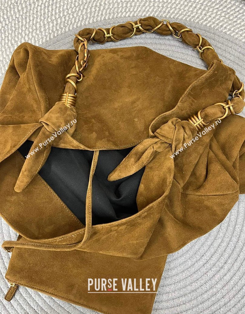 Saint Laurent Amalia Bag in Suede with Chain Brown 2025 834750 (nana-250924049)