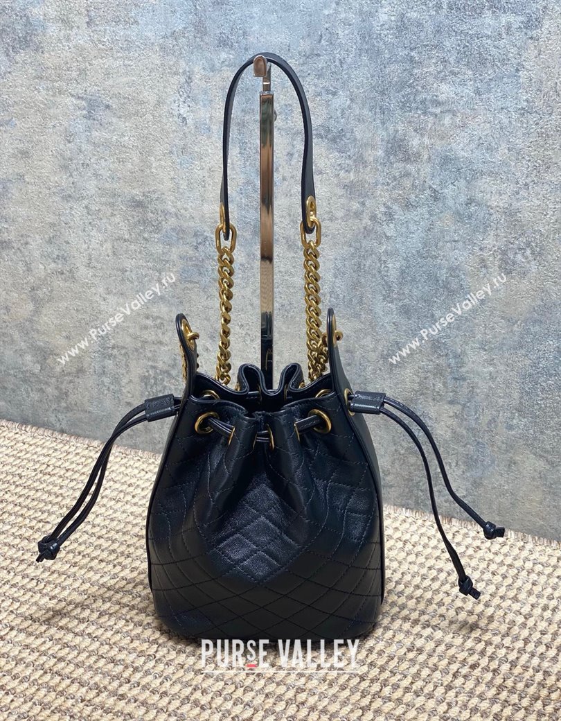 Saint Laurent Cassandre Bucket Bag in Lambskin Leather Black 2025 840886 (YY-250924079)