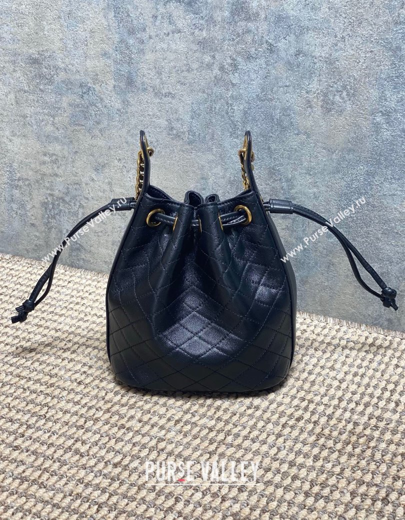 Saint Laurent Cassandre Bucket Bag in Lambskin Leather Black 2025 840886 (YY-250924079)