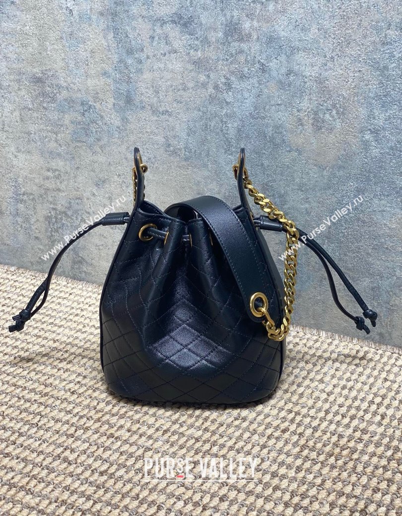 Saint Laurent Cassandre Bucket Bag in Lambskin Leather Black 2025 840886 (YY-250924079)