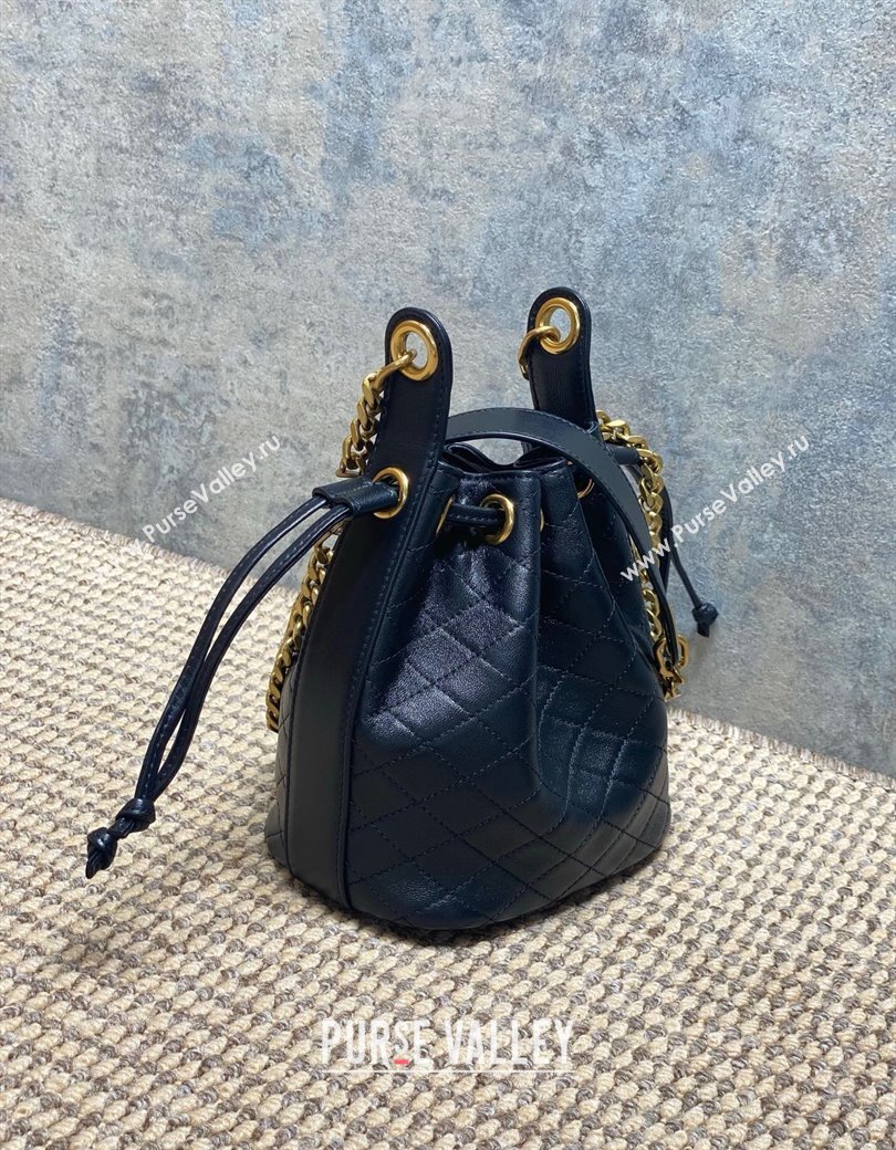Saint Laurent Cassandre Bucket Bag in Lambskin Leather Black 2025 840886 (YY-250924079)
