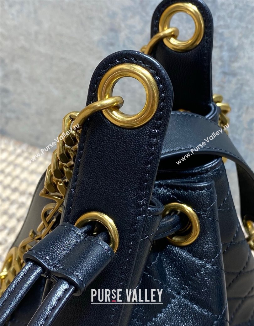 Saint Laurent Cassandre Bucket Bag in Lambskin Leather Black 2025 840886 (YY-250924079)