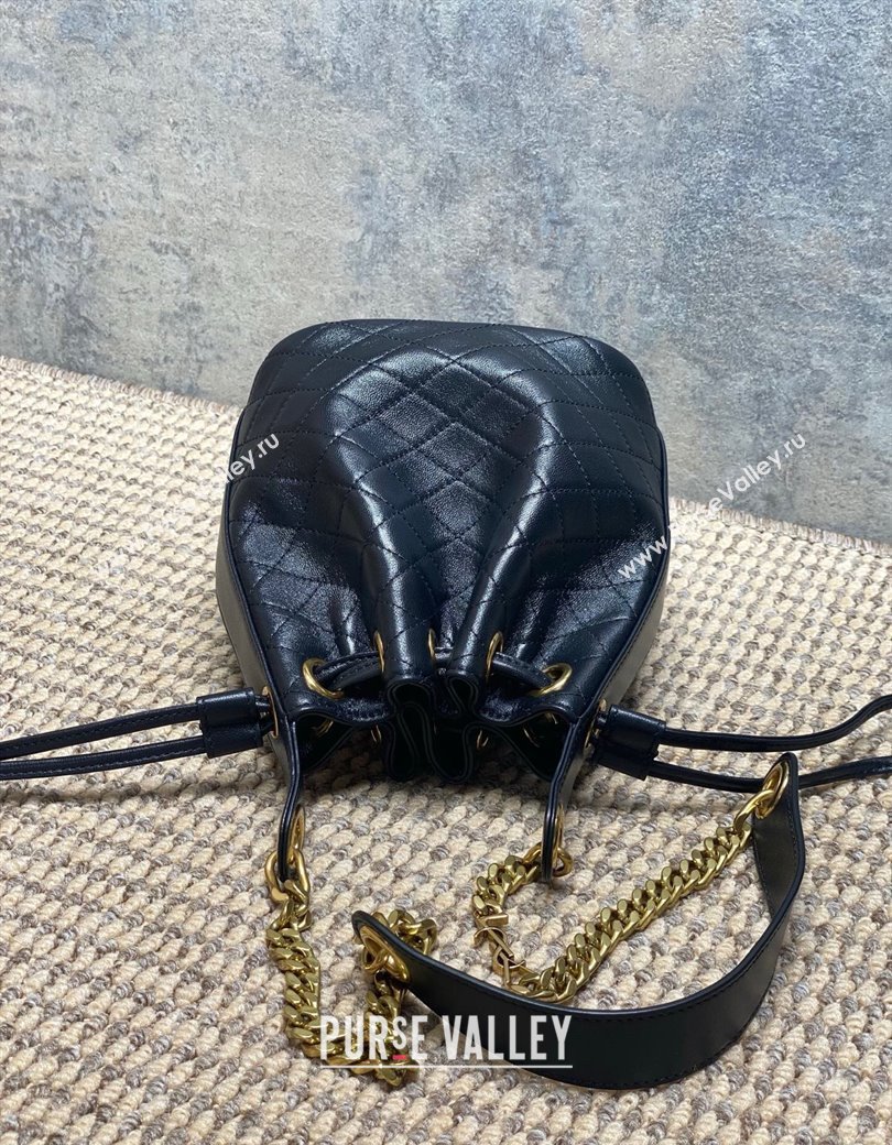 Saint Laurent Cassandre Bucket Bag in Lambskin Leather Black 2025 840886 (YY-250924079)