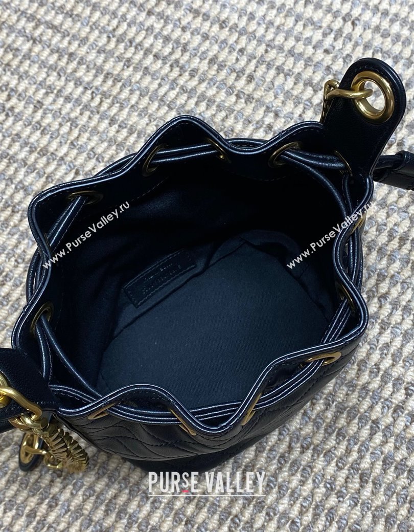 Saint Laurent Cassandre Bucket Bag in Lambskin Leather Black 2025 840886 (YY-250924079)