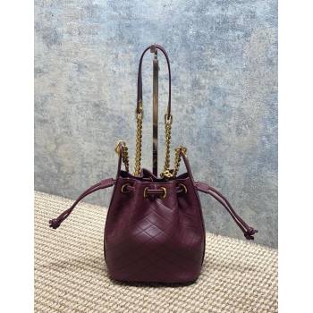 Saint Laurent Cassandre Bucket Bag in Lambskin Leather Rouge Cabernet Burgundy 2025 840886 (YY-250924080)