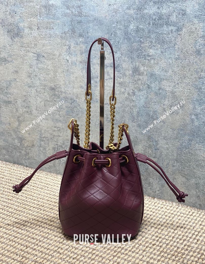 Saint Laurent Cassandre Bucket Bag in Lambskin Leather Rouge Cabernet Burgundy 2025 840886 (YY-250924080)