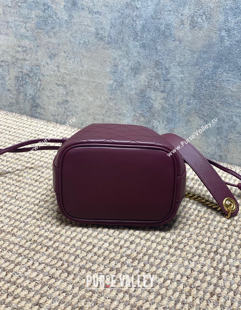 Saint Laurent Cassandre Bucket Bag in Lambskin Leather Rouge Cabernet Burgundy 2025 840886 (YY-250924080)