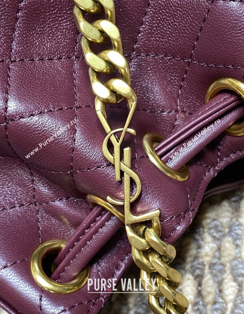 Saint Laurent Cassandre Bucket Bag in Lambskin Leather Rouge Cabernet Burgundy 2025 840886 (YY-250924080)