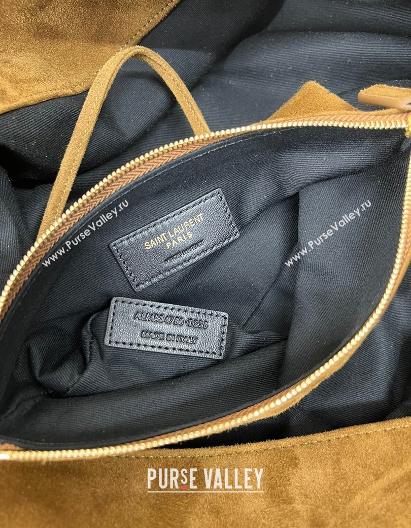 Saint Laurent Amalia Bag in Suede with Chain Brown 2025 834750 (nana-250924049)