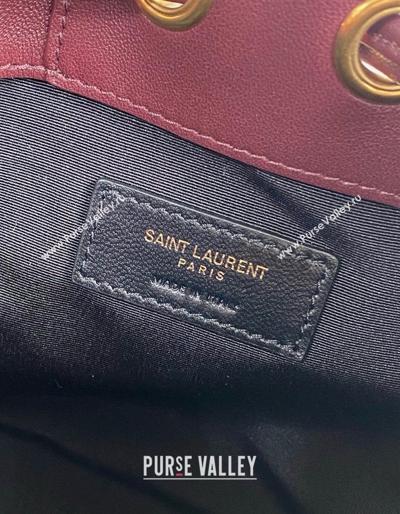 Saint Laurent Cassandre Bucket Bag in Lambskin Leather Rouge Cabernet Burgundy 2025 840886 (YY-250924080)