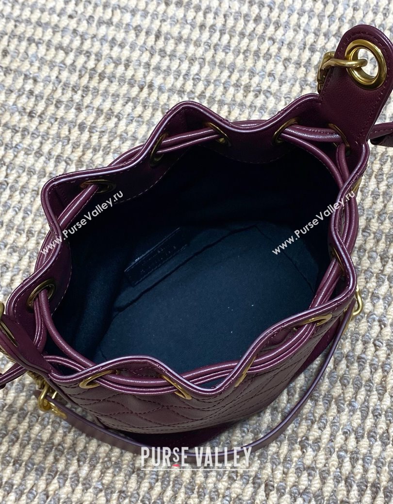 Saint Laurent Cassandre Bucket Bag in Lambskin Leather Rouge Cabernet Burgundy 2025 840886 (YY-250924080)