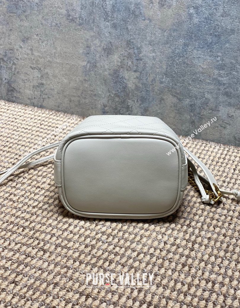 Saint Laurent Cassandre Bucket Bag in Lambskin Leather White 2025 840886 (YY-250924081)