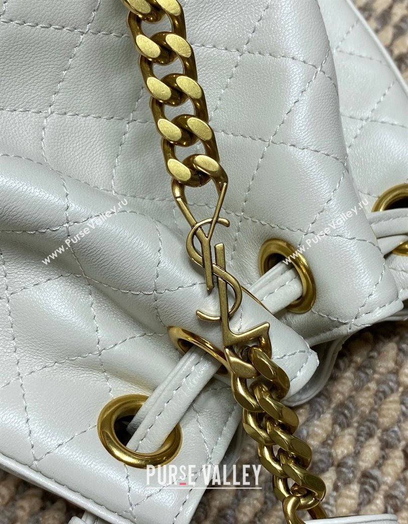 Saint Laurent Cassandre Bucket Bag in Lambskin Leather White 2025 840886 (YY-250924081)