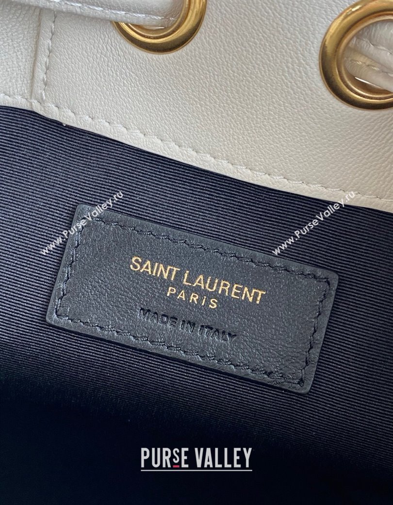 Saint Laurent Cassandre Bucket Bag in Lambskin Leather White 2025 840886 (YY-250924081)
